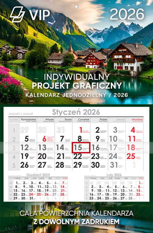 Kalendarz jednodzielny Vip