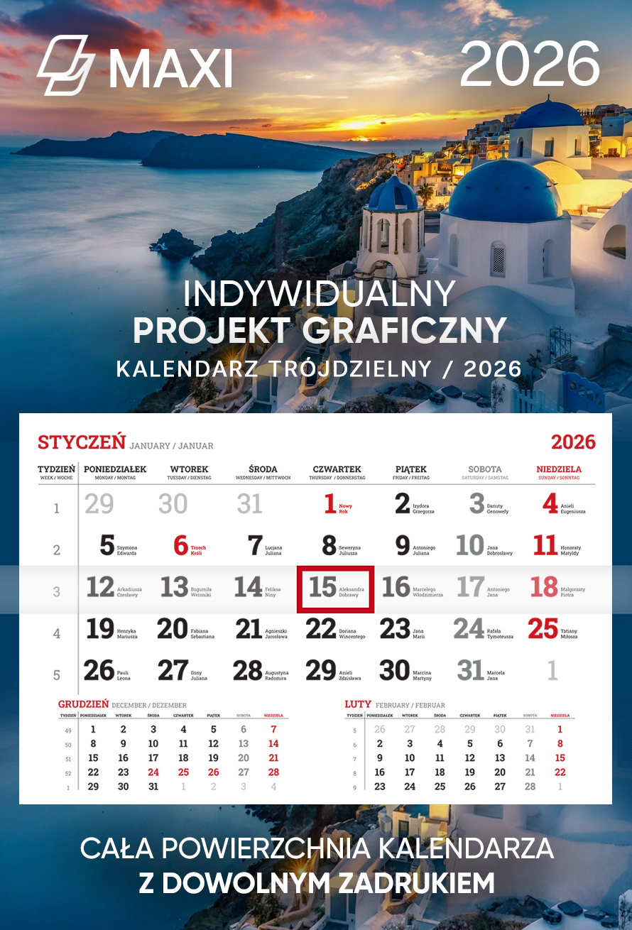 Kalendarz jednodzielny Maxi