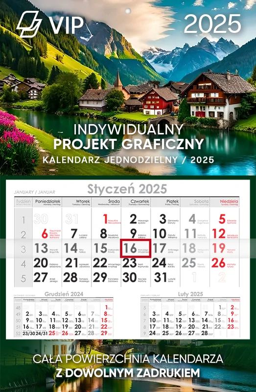 Kalendarz jednodzielny Vip