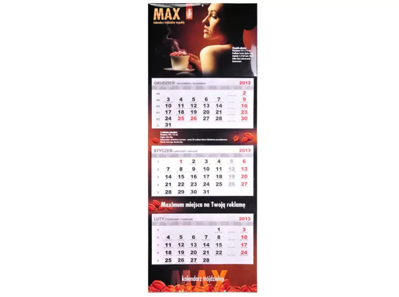 Kalendarz trójdzielny Max